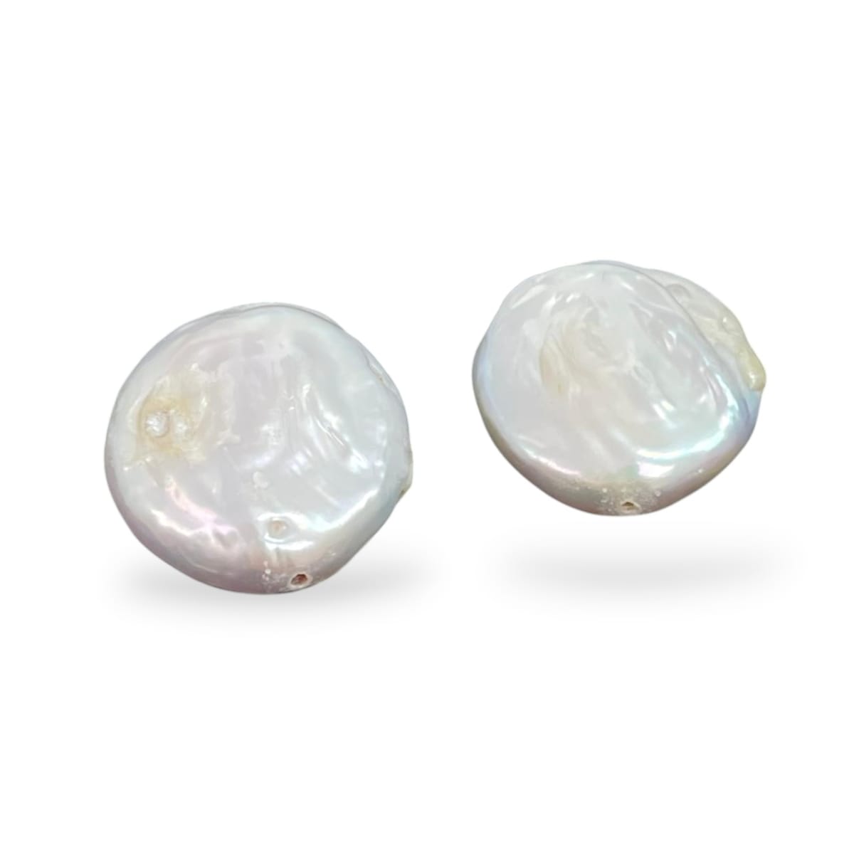 Cuenta abalorios perla natural plana redonda 20 mm keshi / unidad1