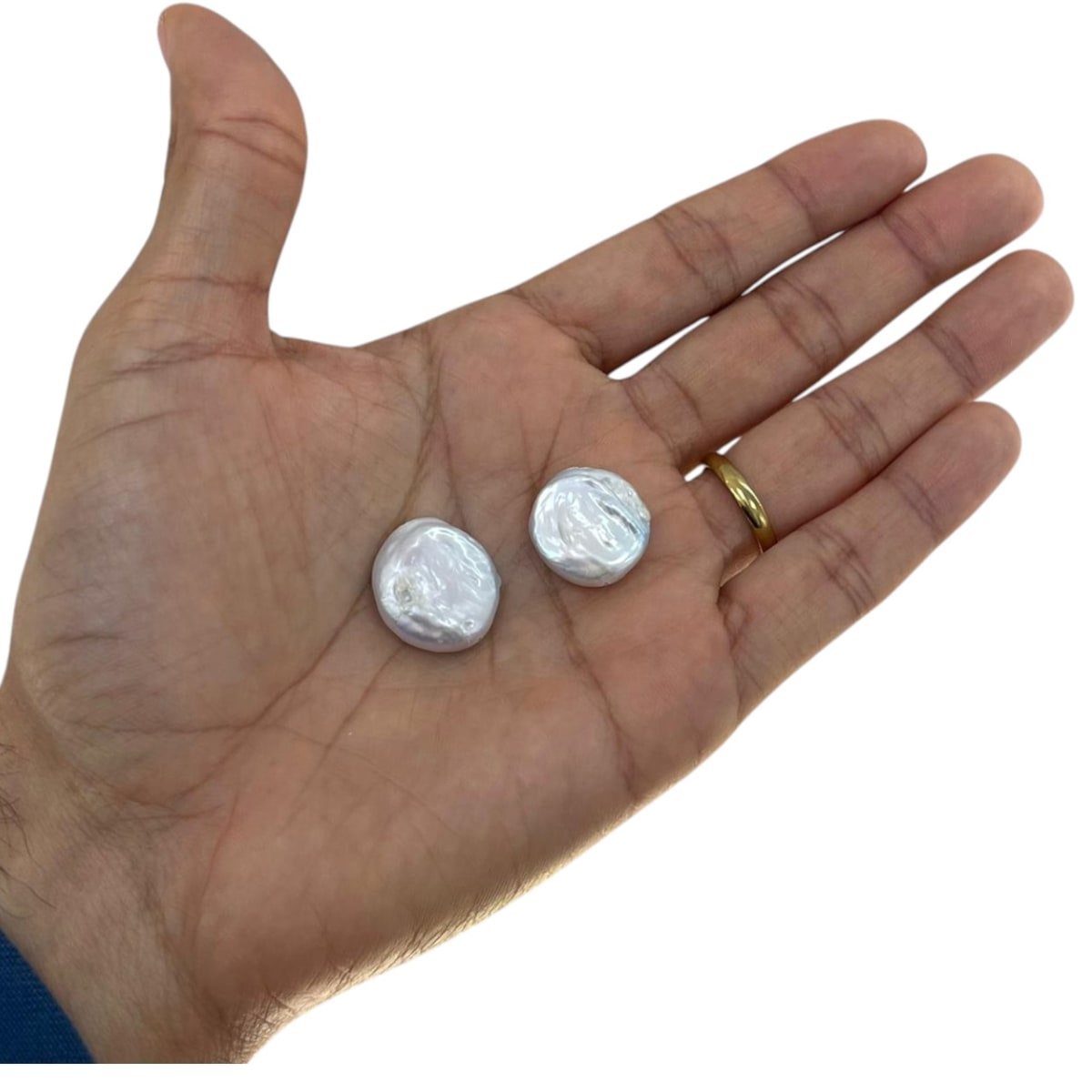 Cuenta abalorios perla natural plana redonda 20 mm keshi / unidad3