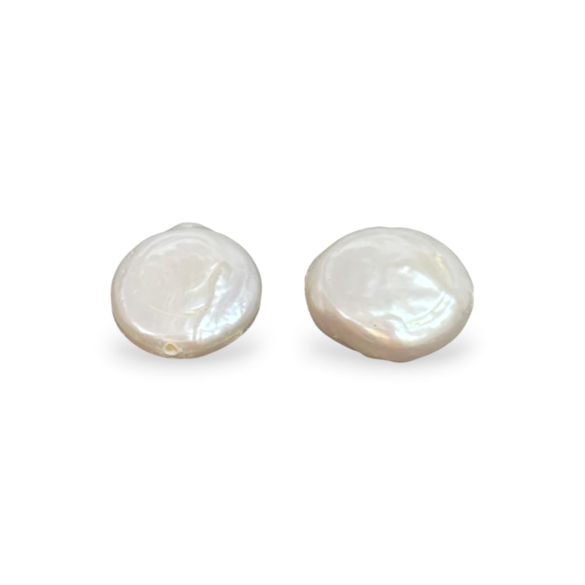 Cuenta abalorios perla natural plana redonda 10 mm keshi / unidad1