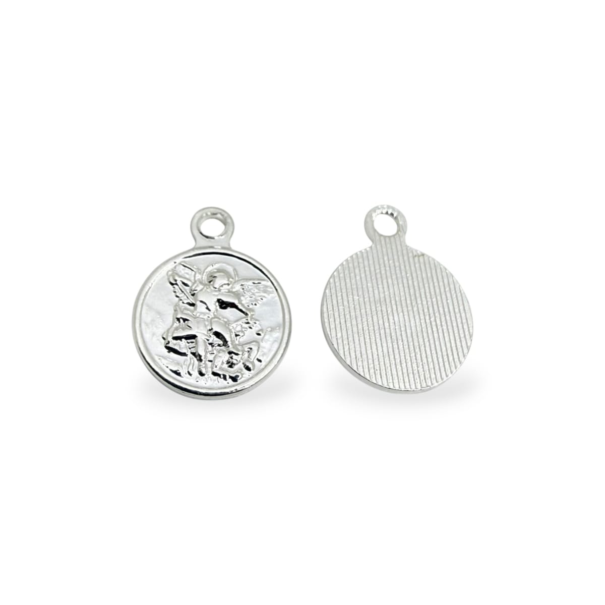 Mini dije San Miguel Arcángel 9 mm baño de plata / unidad1