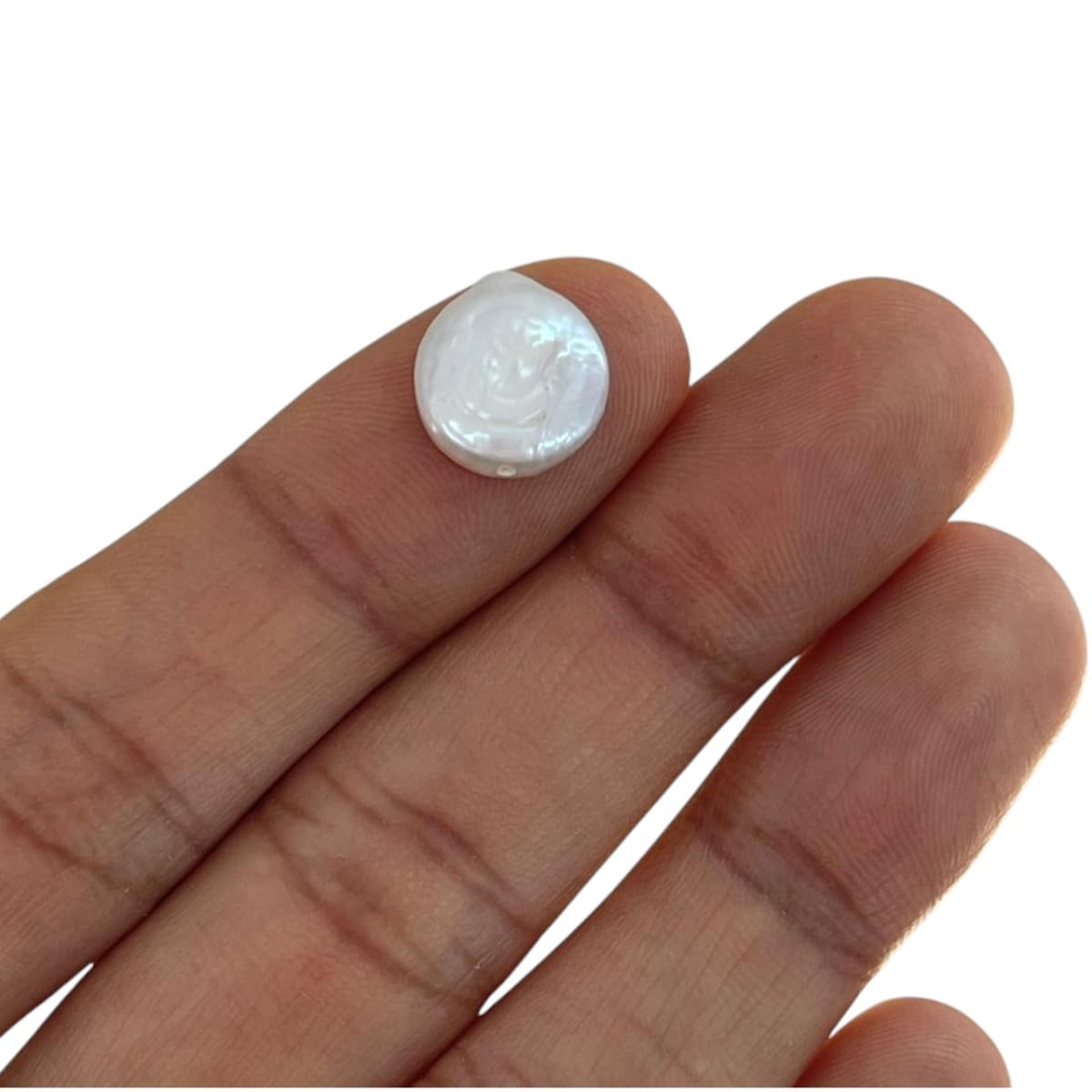 Cuenta abalorios perla natural plana redonda 10 mm keshi / unidad5