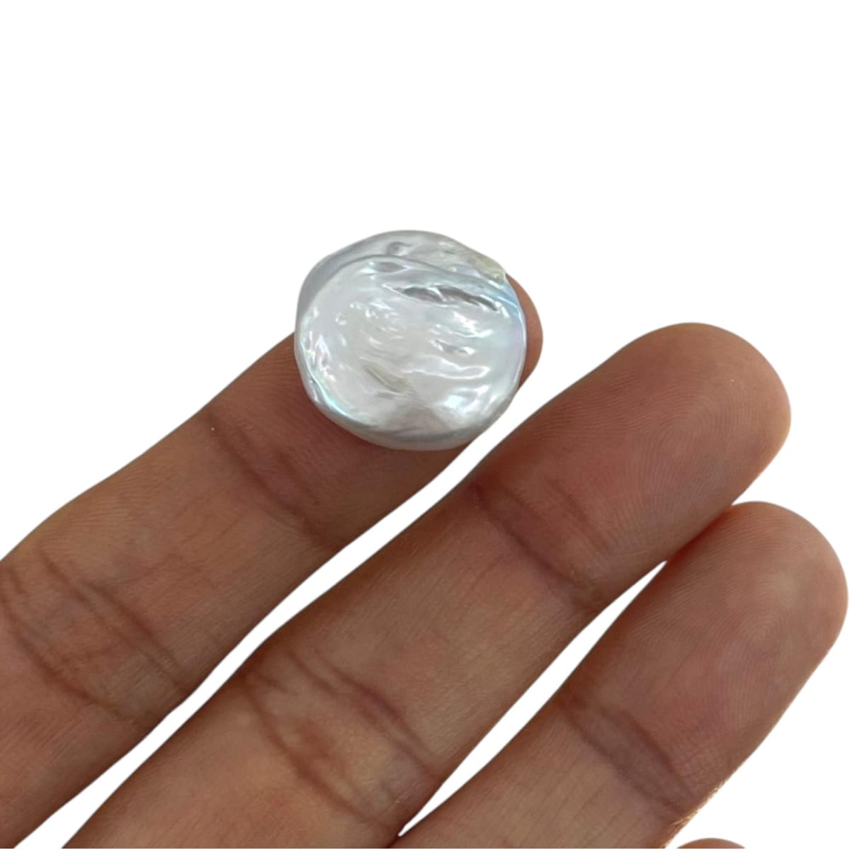 Cuenta abalorios perla natural plana redonda 20 mm keshi / unidad6