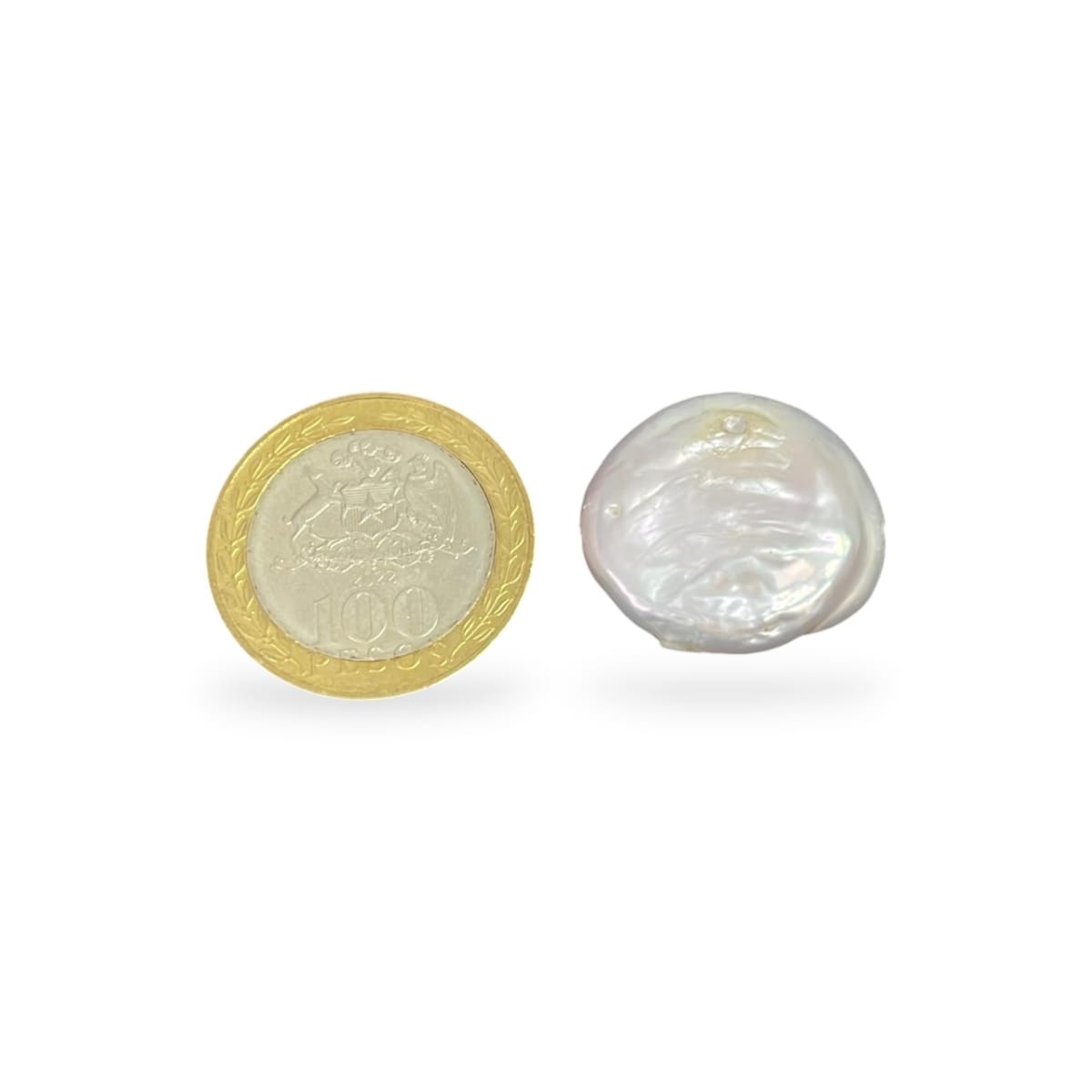 Cuenta abalorios perla natural plana redonda 20 mm keshi / unidad4