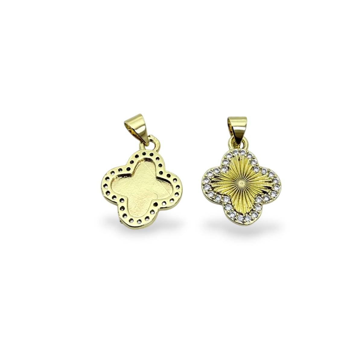 Dije colgante trébol dorado 15 mm baño de oro zircón / unidad3