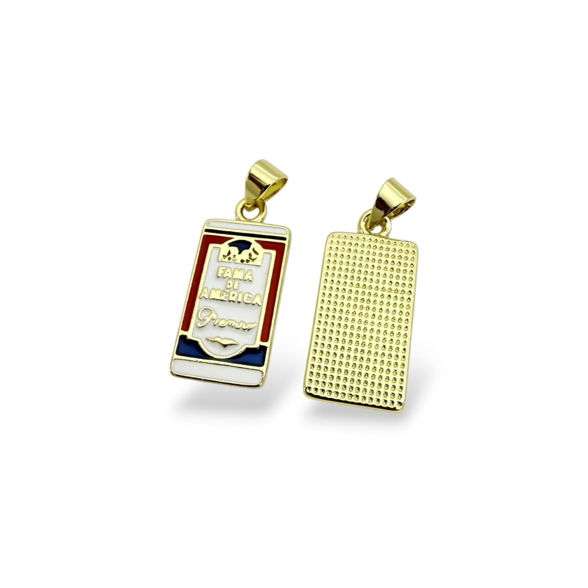 Dije colgante esmaltado café fama de america 18x10 mm baño oro / unidad3