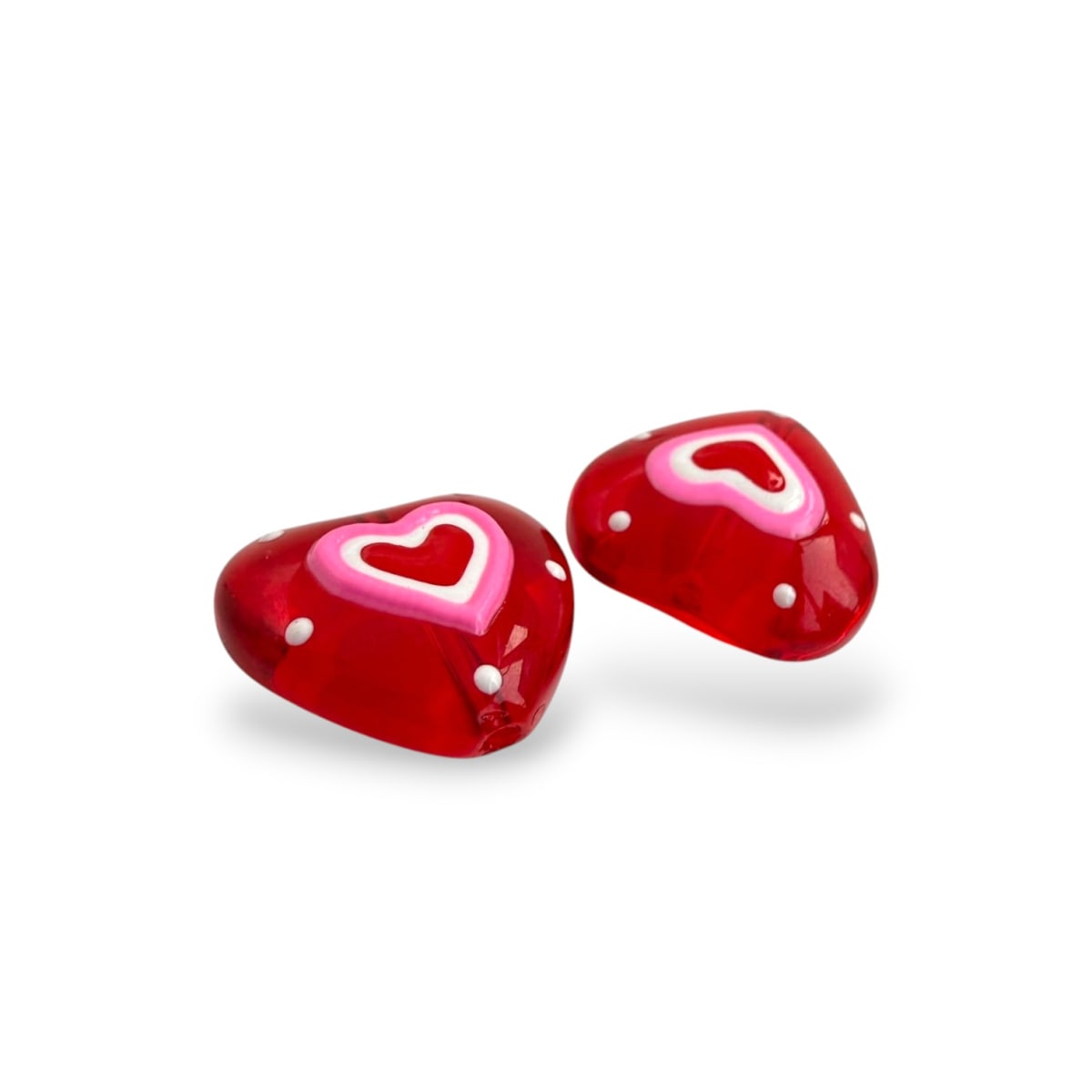 Dije pasador corazón 20 mm rojo acrílico / unidad5