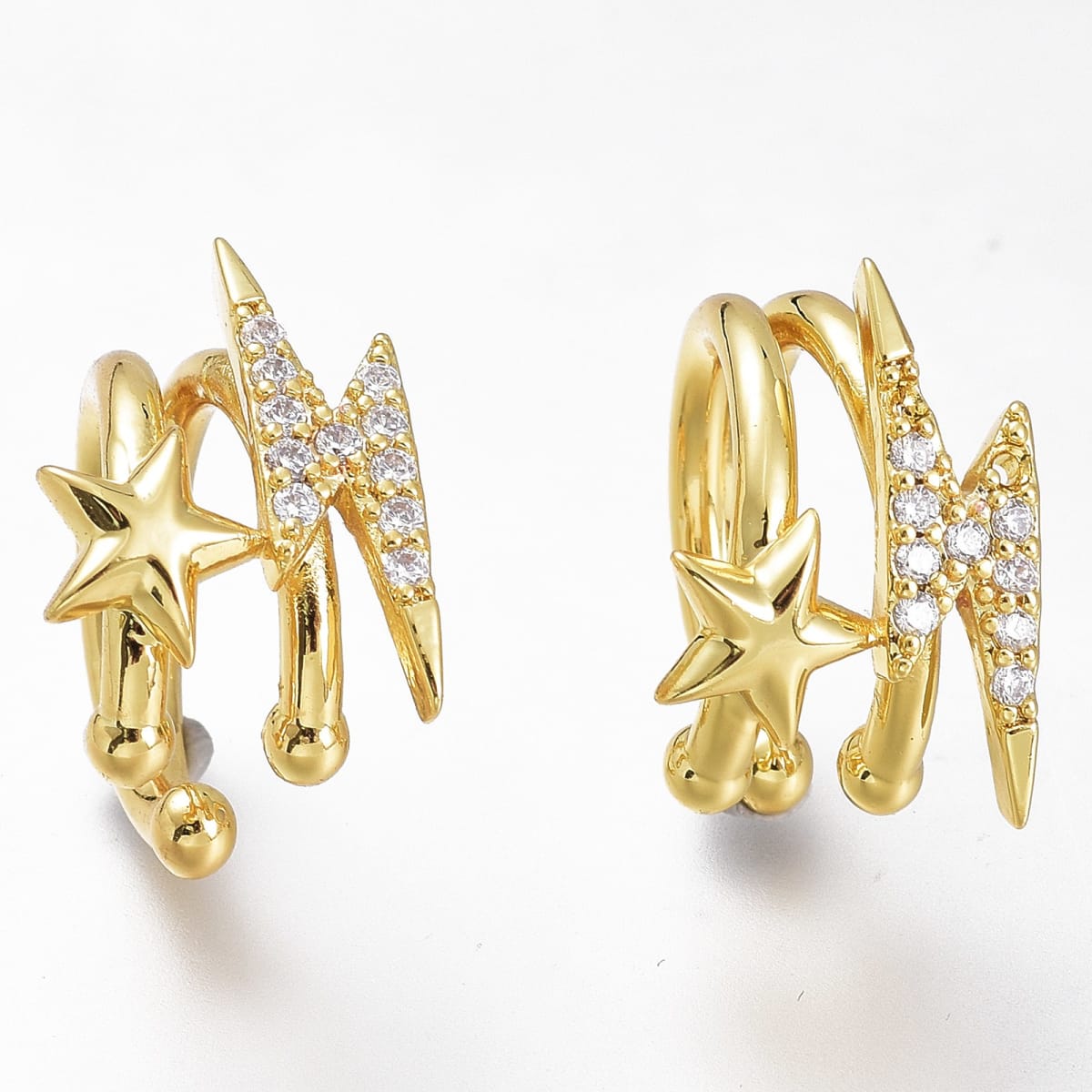 Ear cuff aros solitarios estrella rayo baño oro platino / unidad1