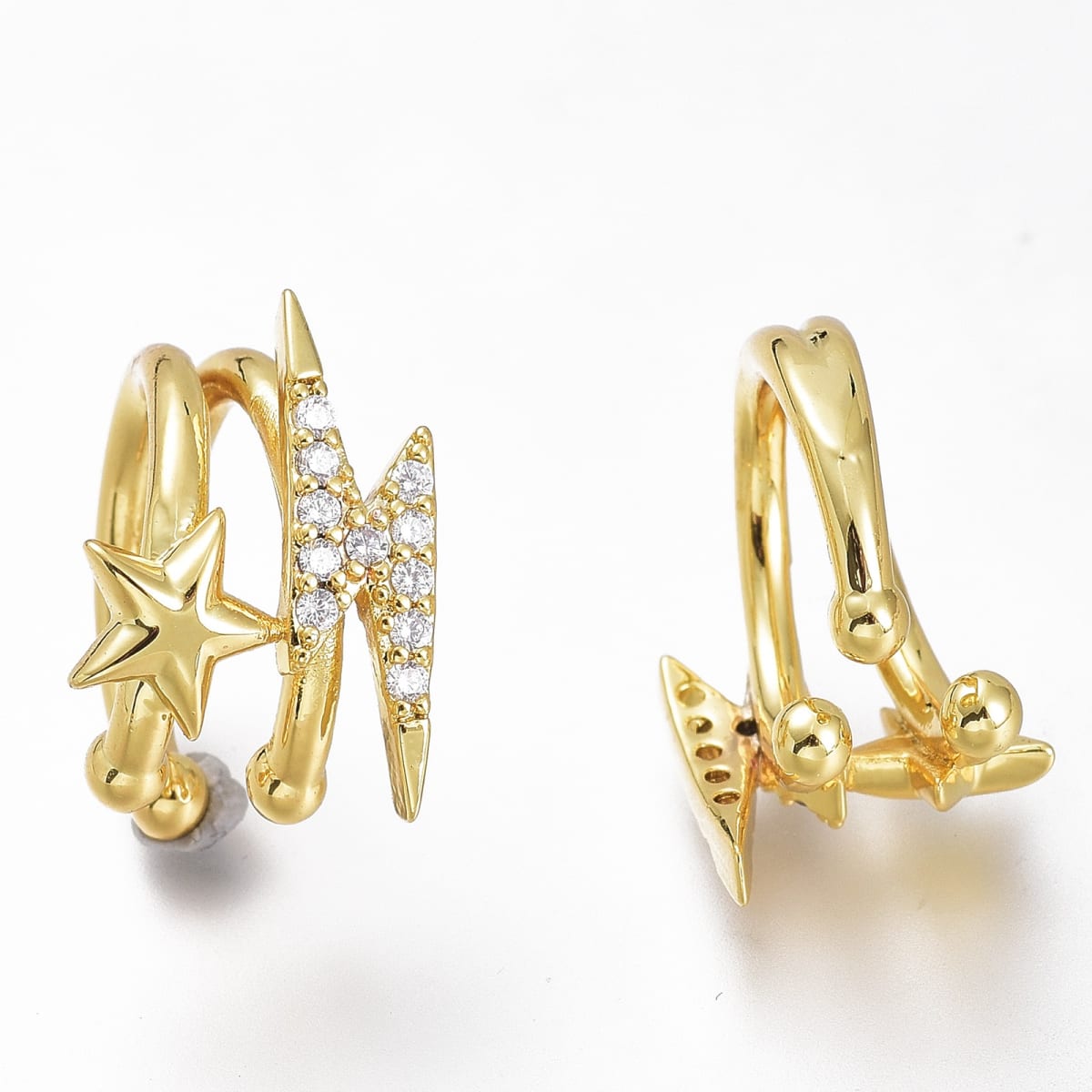Ear cuff aros solitarios estrella rayo baño oro platino / unidad3
