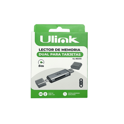 Lector de memoria dual USB C y USB 3.0 para tarjetas SD/Micro SD, aluminio/mod. UL-RD2101