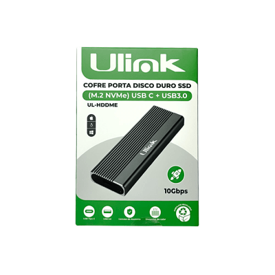 COFRE PORTA DISCO DURO SSD M.2 NVMe USB-C A + USB3.0 UL-HDDME2