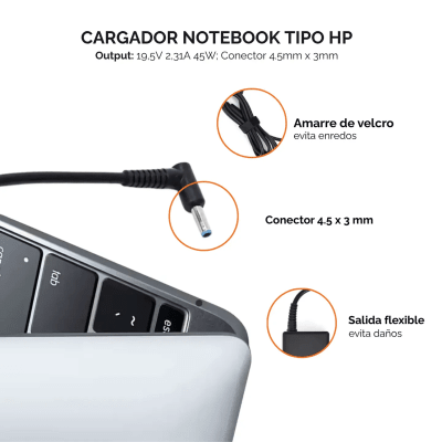 Cargador HP 19.5V 2.31A Punta Azul 4.5×3.0mm UTEK Alternativo