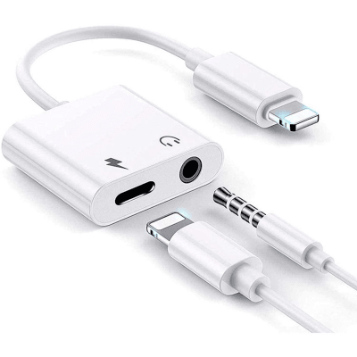 CABLE ADAPTADOR 2 EN 1 LIGHTNING A LIGHTNING + AUDIO 3.5 MM BESTLINK1