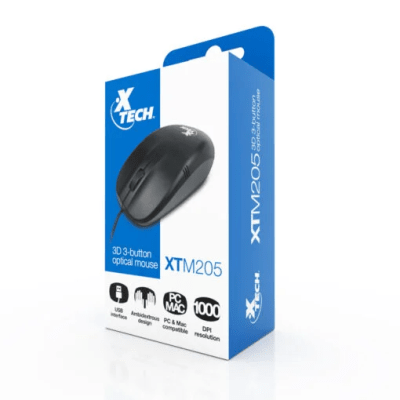 MOUSE USB 1000 DPI 3D NEGRO XTM205 XTECH1