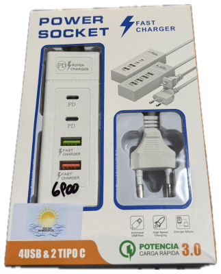CARGADOR ZAPATILLA 2 HUB USB 2 TI CARAGA RAPIDA