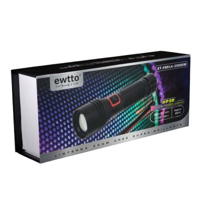 LINTERNA EWTTO CON CUCHILLO CORTANTE E ROMPE VIDREO Y PANTALLA DE CARGALA ET-F5687