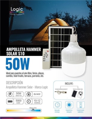 AMPOLLETA SOLAR DE EMERGENCIA CON PANEL LOGIC