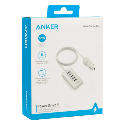 Cargadpr de auto de alta velocidad ANKER 50w 5 entradas USB A2311H22-11