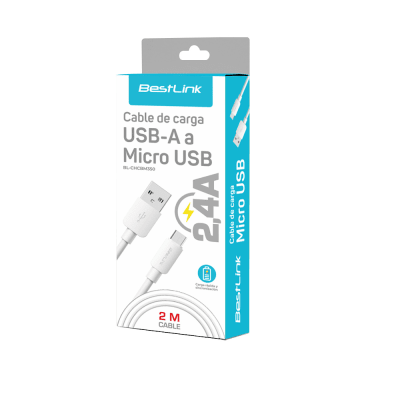 Cable de carga USB-A a Micro USB 2,4A PVC 2m / Mod. BL-CHCBM350