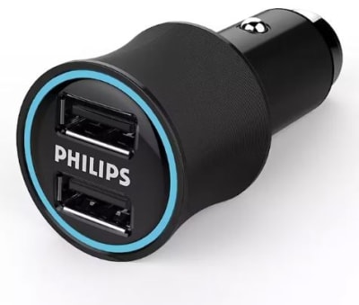 CARGADOR AUTO 3.1A 15.5W USB DUAL PHILIPS1