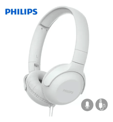 AUDIFONO ALAMBRICO CASCO CON MICROFONO JACK 3.5 MM 2000 SERIES BLANCOS PHILIPS TAUH201B