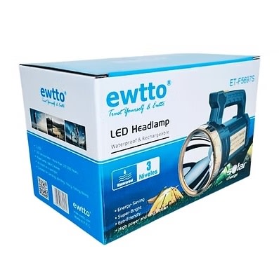 LINTERNA DE MANO RECARGABLE SOLAR 3 NIVELES ET-F5697S1