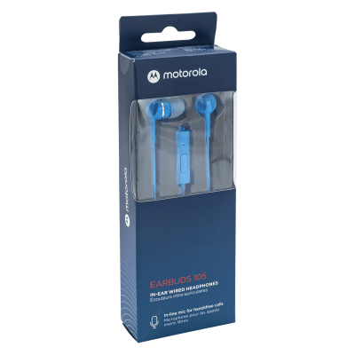 Audífono celeste Motorola Earbuds 105, Cableado, 3.5mm