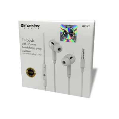 audifonos moster con entrada auxiliar manos libres blanco M21WT