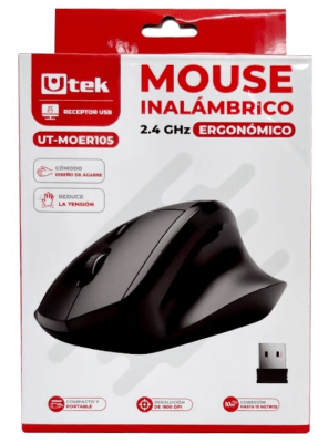 MOUSE ERGONOMICO INALAMBRICO 1600 DPI UTEK