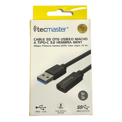 CABLE OTG 1.5 MTS-USB 3.0 MACHO A TYPE-C HEMBRA-5GBPS TM-2005462