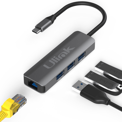 ADAPTADOR USB C A 3 USB 3.0 - 1 RJ45 GIGABIT ULINK