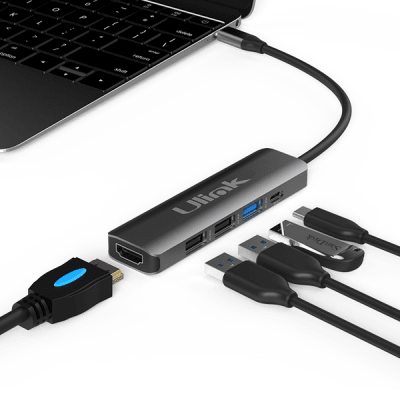 ADAPTADOR USB TIPO C A USB 3.0 - USB 2.0 - HDMI - USB TIPO C ULINK