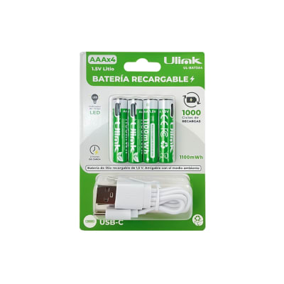 Pilas 4 x AAA con carga USB C de 1100 mWh Mod. UL-BAT3A4 ULINK