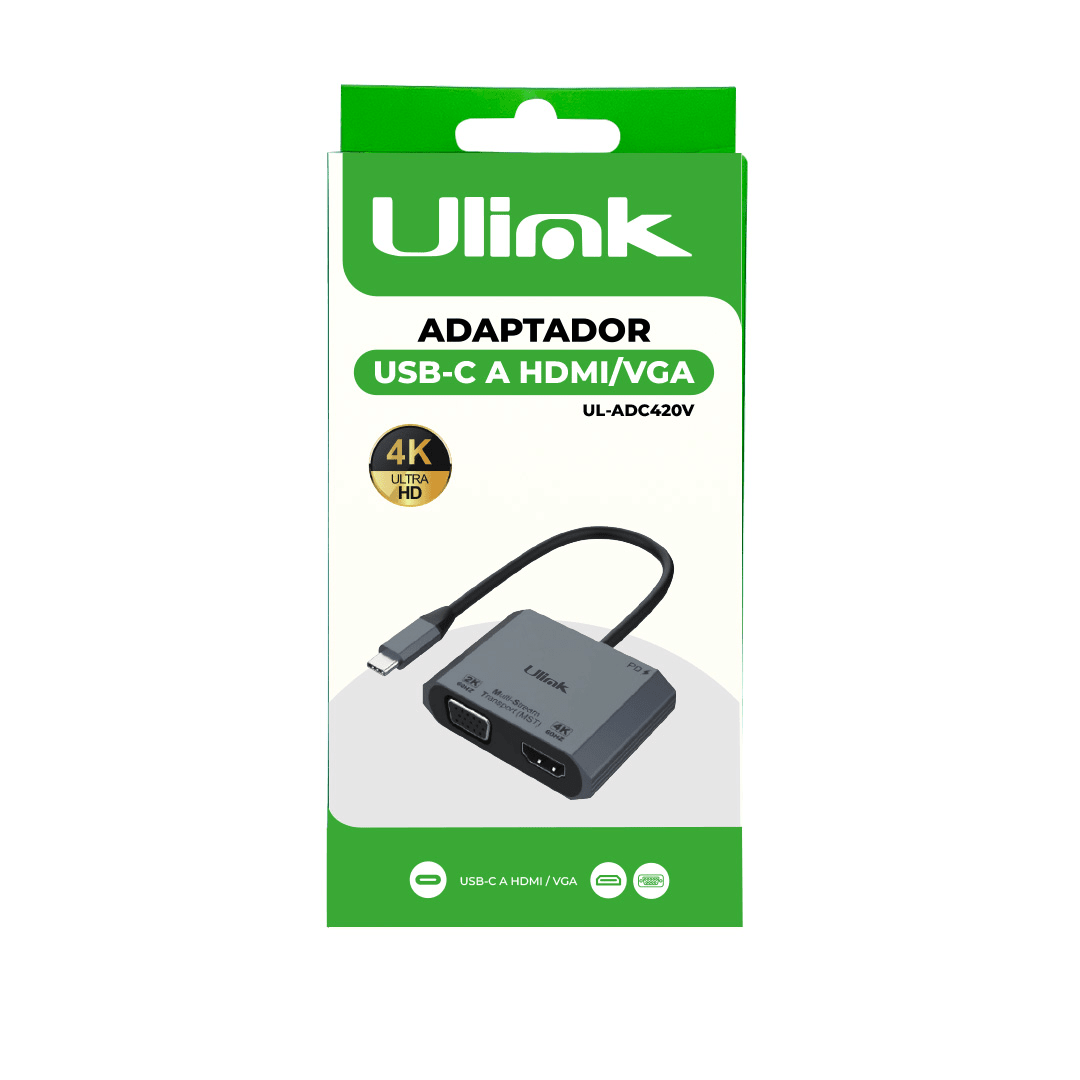 Adaptador USB-C A HDMI + VGA aluminio / mod. UL-ADC420V3