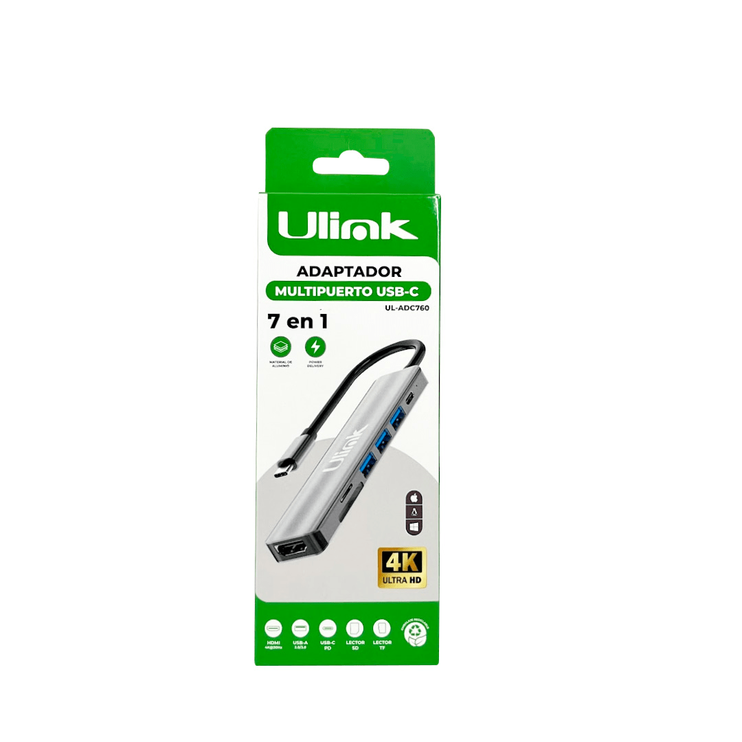 Adaptador multipuerto USB-C 7 en 1 / Mod. UL-ADC7602