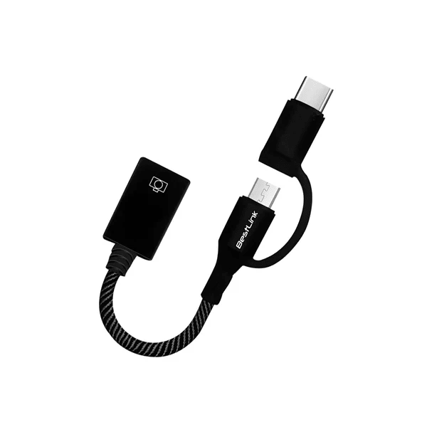 Cable OTG 2 en 1 MicroUSB + USB-C a USB-A2