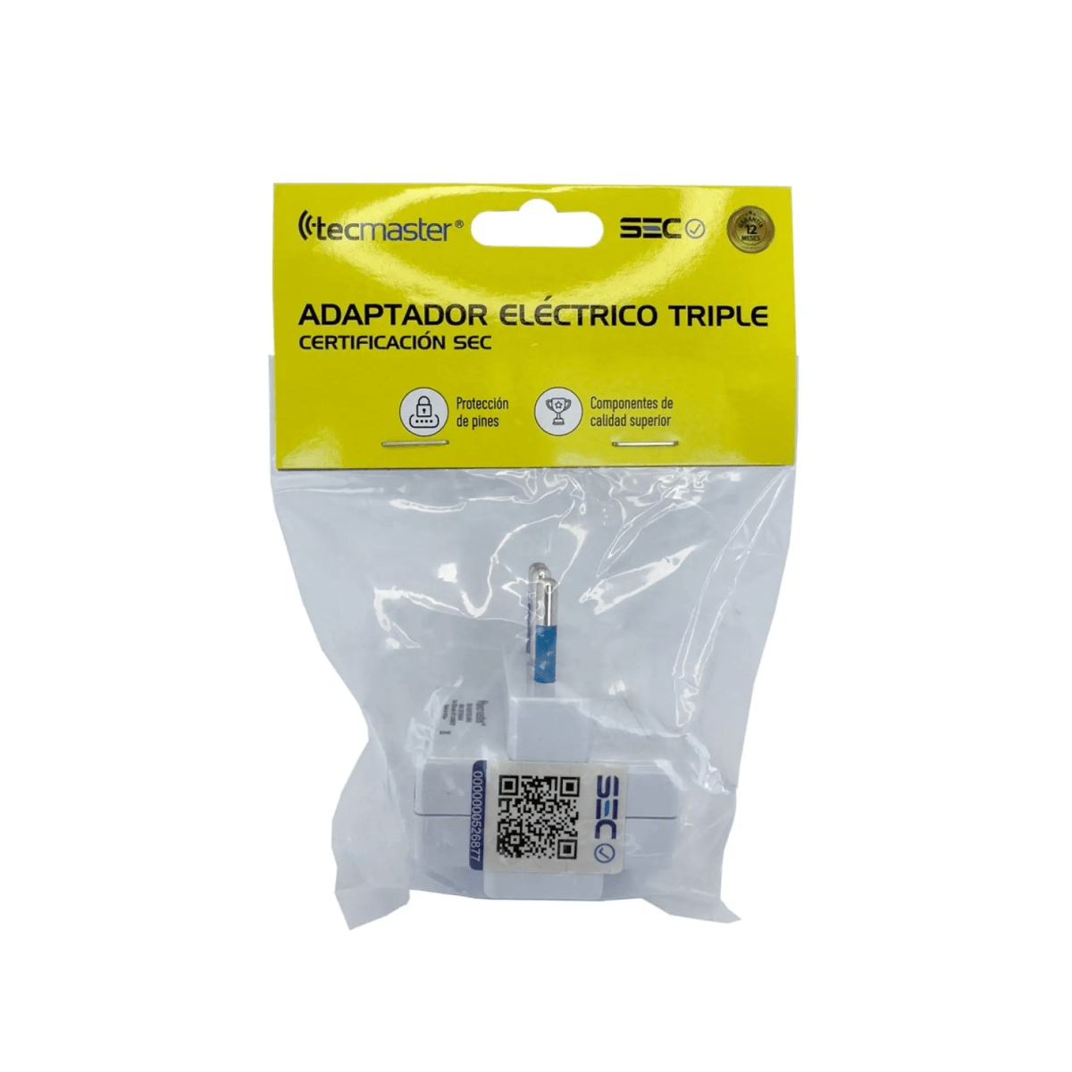 Enchufe Adaptador Triple de 3 Tomas TM-800102wh Tecmaster1