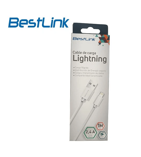 CABLE DE CARGA LIGHTNING USB A IPHONE 1 MT BESTLINK2