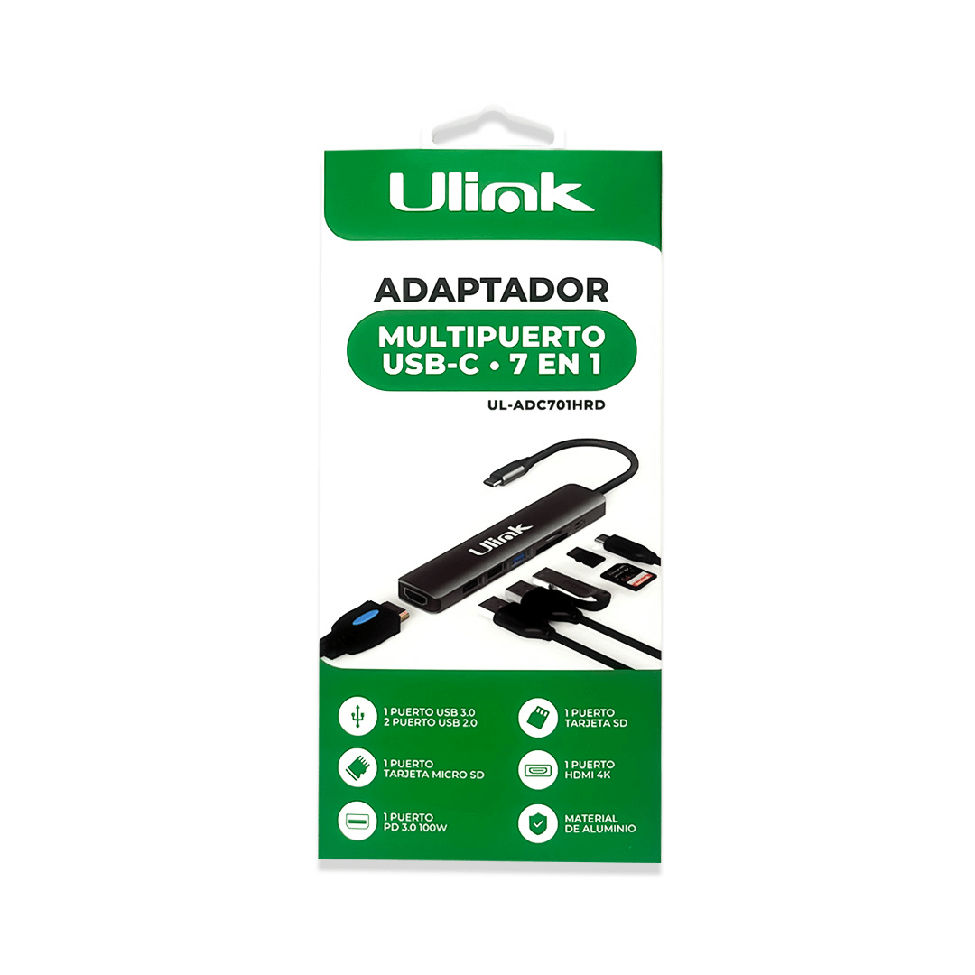Adaptador Multifuncion Usb-C 7 En 1 UL-ADC701HRD Ulink1