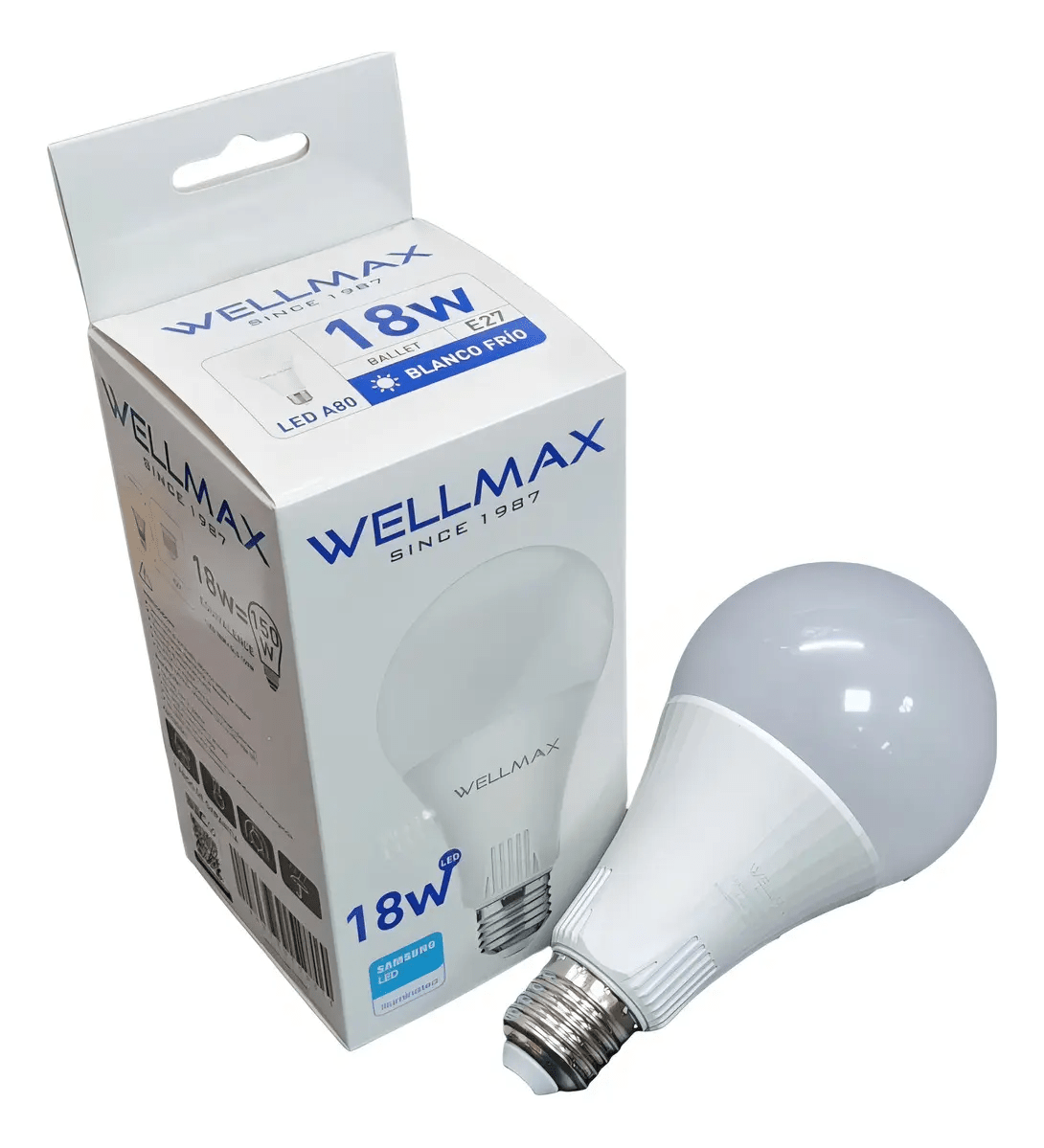 Ampolleta LED Wellmax 18W E27 1600 Lumens Luz Fría 2