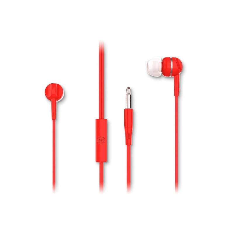 Audífono rojo Motorola Earbuds 105, Cableado, 3.5mm2