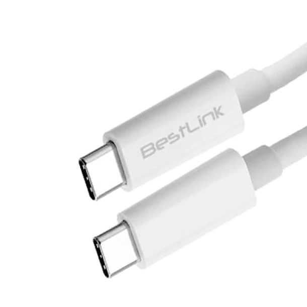 CABLE DE CARGA USB C A USB C BLANCO 18W 1 MTS 3 AMP CARGA Y SINCRONIZACIÓN BESTLINK 0