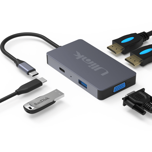 ADAPTADOR USB C A VGA-USB 3.0-HDMI- USB C ULINK 1