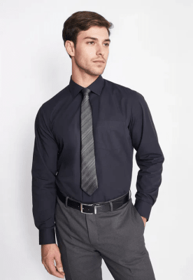 CAMISA FORMAL BASICA LISA REGULAR POPLIN NEGRA V6000N009