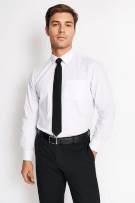 CAMISA FORMAL BASICA LISA REGULAR POPLIN BLANCA V6000N001