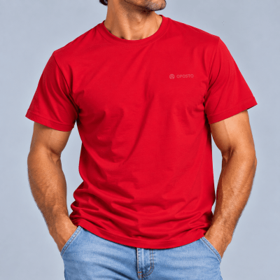 POLERA MANGA CORTA ESTAMPADA BASICA HOMBRE ROJO LI003N054