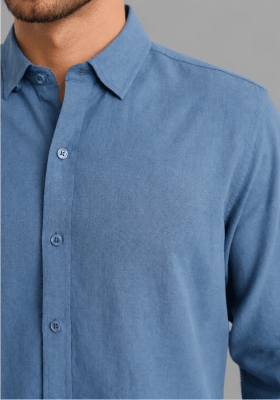CAMISA MANGA LARGA DE LINO AZUL PIEDRA V7000N074