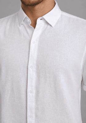 CAMISA MANGA CORTA DE LINO BLANCO V7000N001