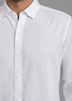 CAMISA MANGA LARGA DE LINO BLANCO V7000N001