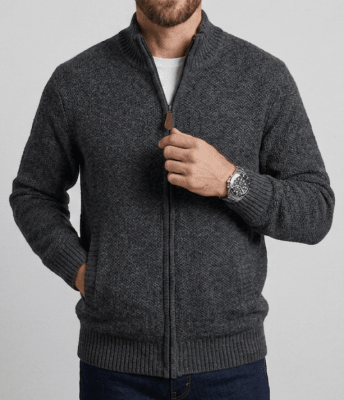 SWEATER FULL ZIP ALGODON CON INTERIOR DE POLAR CARBON I6001N005