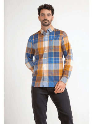 CAMISA A CUADROS MOSTAZA V6000N099